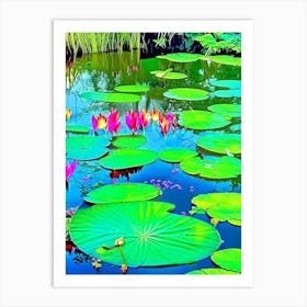 Water Lily Pond Landscapes Waterscape Pop Art Photography 1 Art Print