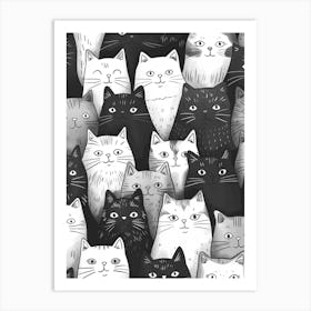 Perfectly Repeatable Artwork With Cute Cat Faces 30 Art Print