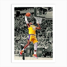 Lebron James Of The Los Angeles Lakers Goes Up For The Dunk During The Game Against The Sacramento Kings Art Print