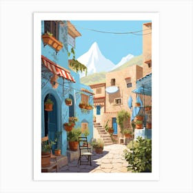 Chefchaouen Morocco 3 Illustration Art Print