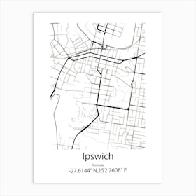 Ipswich,Australia Minimalist Map Art Print