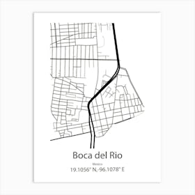 Boca Del Rio,Mexico Minimalist Map Art Print