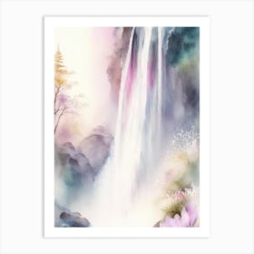Waterfall Waterscape Gouache 1 Art Print