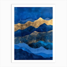 Blue And Gold Mountains Art Print