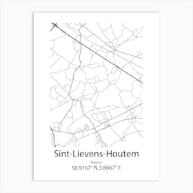 Sint Lievens Houtem,Belgium Minimalist Map Art Print