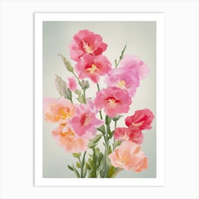Snapdragons Flowers Acrylic Painting In Pastel Colours 2 Art Print