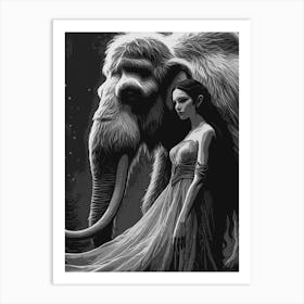 Beauty And Elephant Art Print