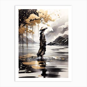 Asian Woman In Water Art Print