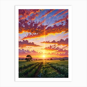 Sunset In The Field 27 Art Print