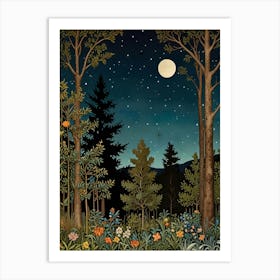 Night In The Woods Style William Morris 1 Art Print