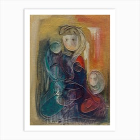 Living Room Wall Art, Cute Mother And Child Art Print