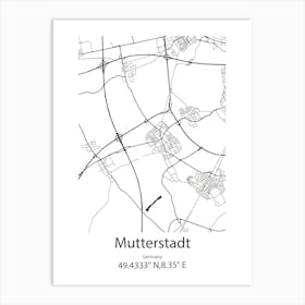 Mutterstadt,Germany Minimalist Map Art Print