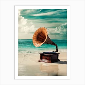 Gramophone On The Beach Art Print