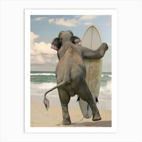 Elephant Surfing Art Print