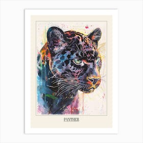 Panther Colourful Watercolour 1 Poster Art Print