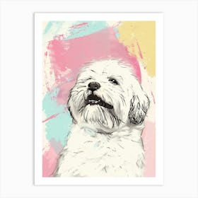 Pastel Tibetan Terrier Dog Pastel Line Illustration  3 Art Print