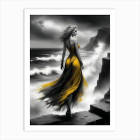 Black And Yellow Painting Art Print