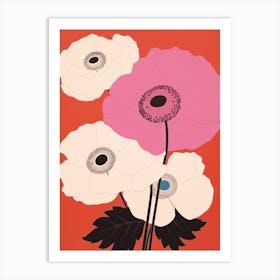 Anemones Flower Big Bold Illustration 3 Art Print