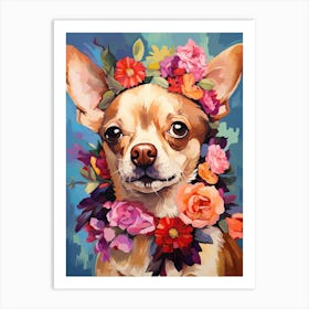 Chihuahua Portrait With A Flower Crown, Matisse Painting Style 2 Art Print