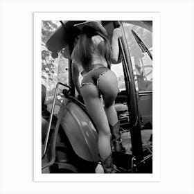 Naked Woman On Classic Car Art Print