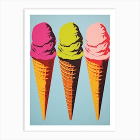 Ice Cream Cones Pop Art Retro 3 Art Print