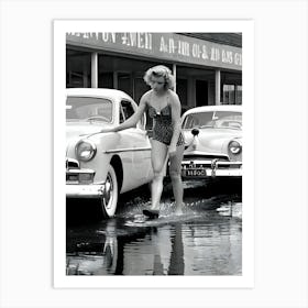 50's Era Community Car Wash Reimagined - Hall-O-Gram Creations 7 Art Print