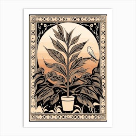 B&W Plant Illustration Zz Plant 5 Art Print