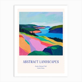 Colourful Abstract Acadia National Park Usa 1 Poster Blue Art Print