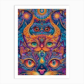 Psychedelic Cats Art Print