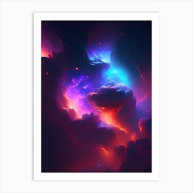 Nebula Neon Nights Space Art Print