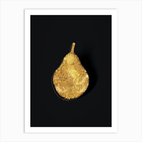 Vintage Pear Botanical in Gold on Black n.0012 Art Print