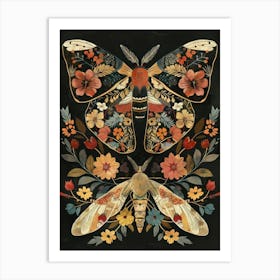 Butterfly Night Symphony William Morris Style 3 Art Print