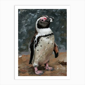 African Penguin Robben Island Oil Painting 3 Art Print