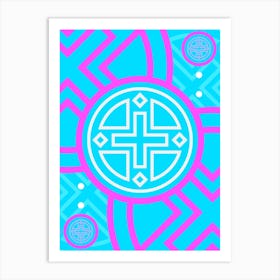 Geometric Glyph in White and Bubblegum Pink and Candy Blue n.0098 Art Print