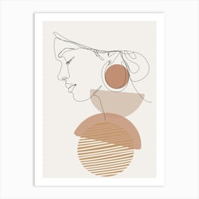 Woman'S Head Monoline Asthetic Mnimalist Drawing Art Print