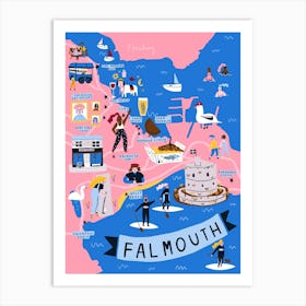 Falmouth Map Art Print