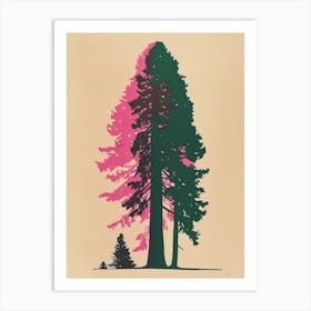 Redwood Tree Colourful Illustration 4 Art Print