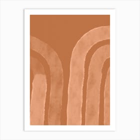 Beige Abstract Lines On Terracotta Art Print