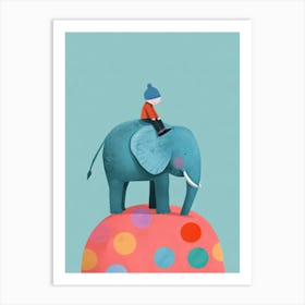 Boy On An Elephant Art Print