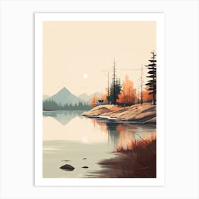 Autumn , Fall, Landscape, Inspired By National Park in the USA, Lake, Great Lakes, Boho, Beach, Minimalist Canvas Print, Travel Poster, Autumn Decor, Fall Decor 2 Art Print