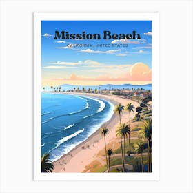 Mission Beach California United States Fun Modern Travel Art Art Print