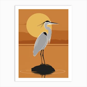 Heron At Sunset Art Print