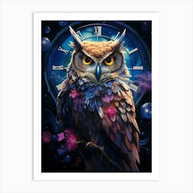 Owl Clock Art Print