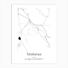 Tatabanya,Hungary Minimalist Map Art Print