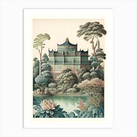 Summer Palace, China Vintage Botanical Art Print