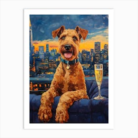 Classy Airedale At The Bar 15 Art Print