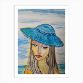 Blue Hat 3 Art Print