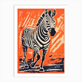 Zebra, Woodblock Animal  Drawing 3 Art Print