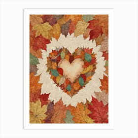 Autumn Leaves Heart 6 Art Print