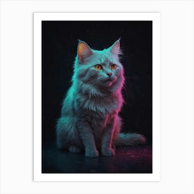 Neon Cat 2 Art Print